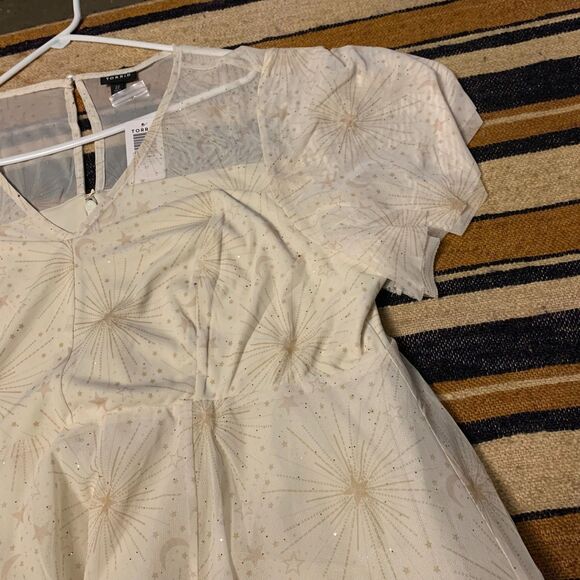 Torrid Midi Mesh Flutter Sleeve Dress Pristine Starburst Wedding Bridal Midi 2X - Picture 9 of 13